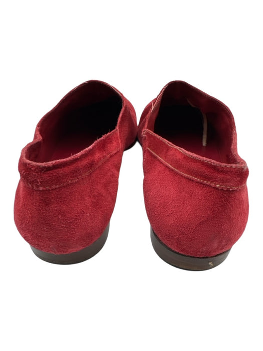 Henry Beguelin Shoe Size 41 Red Leather Suede Square Toe Logo Toe Cap Flats Red / 41