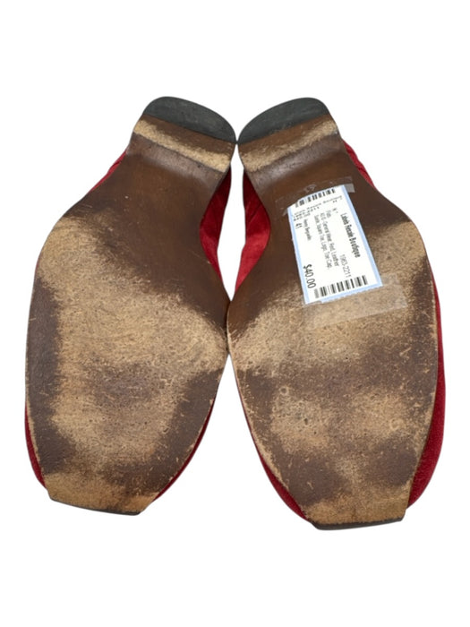Henry Beguelin Shoe Size 41 Red Leather Suede Square Toe Logo Toe Cap Flats Red / 41