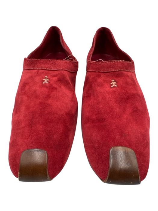 Henry Beguelin Shoe Size 41 Red Leather Suede Square Toe Logo Toe Cap Flats Red / 41