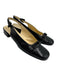 Prada Shoe Size 40.5 Black Leather Square Toe Logo Block Heel sling back Pumps Black / 40.5