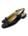 Prada Shoe Size 40.5 Black Leather Square Toe Logo Block Heel sling back Pumps Black / 40.5
