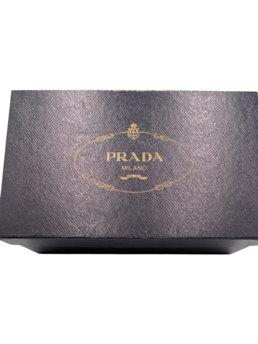 Prada Shoe Size 40.5 Black Leather Square Toe Logo Block Heel sling back Pumps Black / 40.5