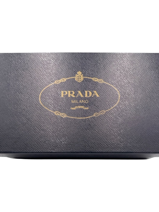 Prada Shoe Size 40 Black & Navy Satin Patent Leather Square Toe Block Heel Pumps Black & Navy / 40