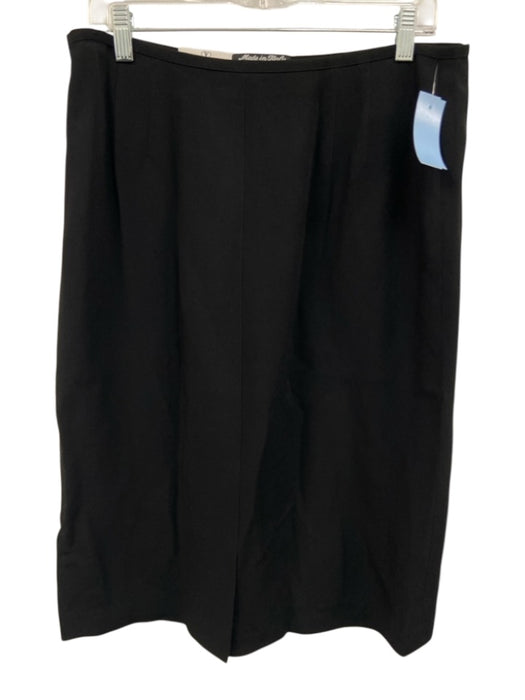 Valentino Size 16 Black Acetate & Viscose Back Zip Midi pleats Vintage Skirt Black / 16