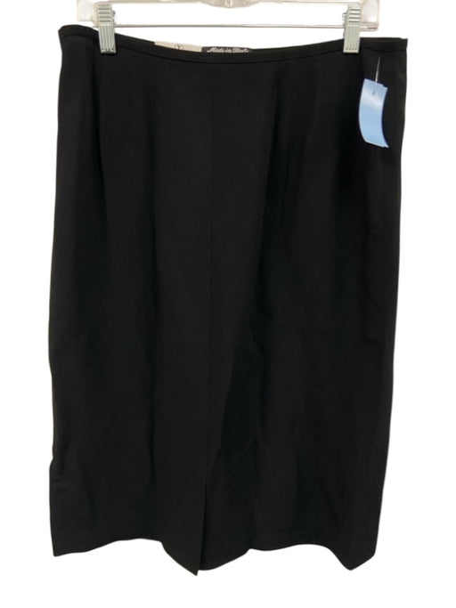 Valentino Size 16 Black Acetate & Viscose Back Zip Midi pleats Vintage Skirt Black / 16
