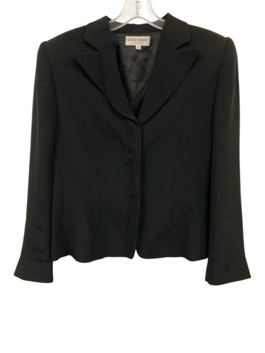 Giorgio Armani Size 12 Black Acetate & Silk Long Sleeve Button Up Blazer Blazer Black / 12