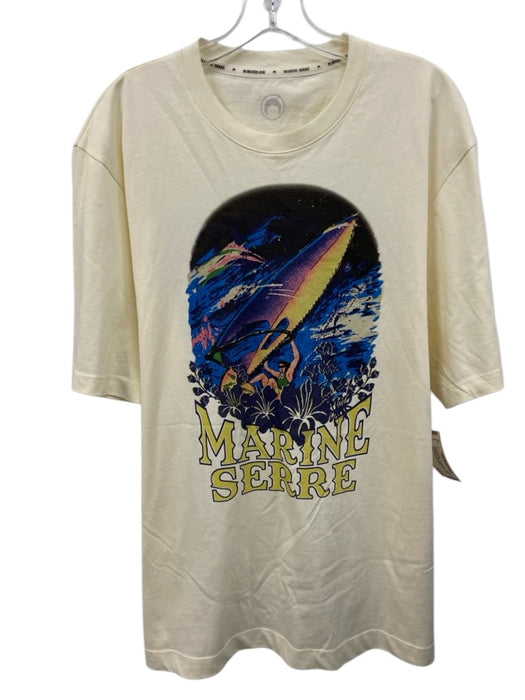 Marine Serre Size L Off White Cotton Surfboards T shirt Crew Men's Short Sleeve Off White / L
