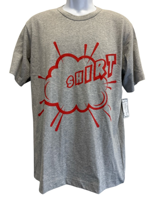 Comme De Garcon NWT Size L Gray Cotton Words T shirt Crew Men's Short Sleeve Gray / L
