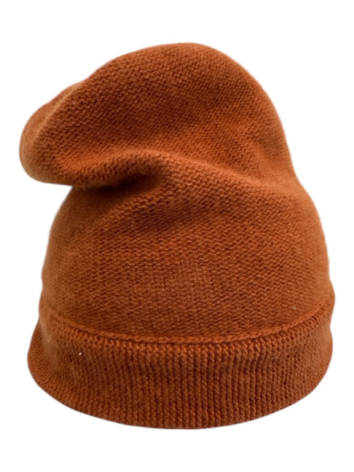 Bergdorf Goodman Orange Cashmere Solid Beanie Knit Men's Hat Orange