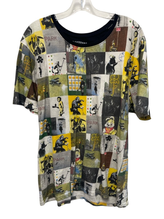 Eleven Paris Size XL White & Multi Cotton All Over Print Men's Short Sleeve White & Multi / XL
