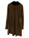 No Brand Size L Tan & Brown Suede Shearling Button Front Pockets Knee Coat Tan & Brown / L