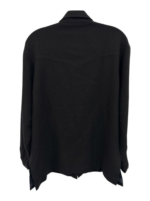 Jade Size M Black Cashmere & Silk Patch Pocket Flap Pocket Button Front Jacket Black / M