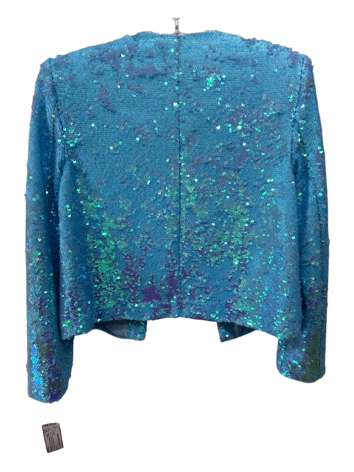 L'agence Size 4 Blue Fully Sequined Double Breast Silver Buttons Jacket Blue / 4