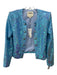 L'agence Size 4 Blue Fully Sequined Double Breast Silver Buttons Jacket Blue / 4