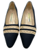 Manolo Blahnik Shoe Size 35.5 Black & Beige Canvas Mesh Stripe Almond Toe Pumps Black & Beige / 35.5