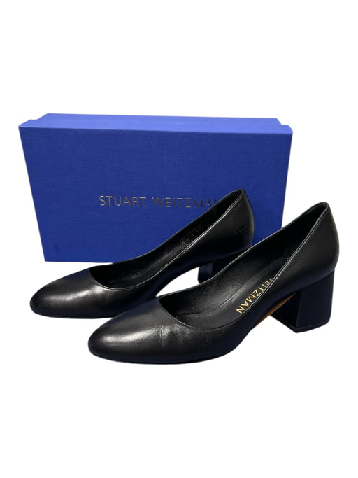Stuart Weitzman Shoe Size 8 Black Nappa Leather Block Heel Pump Slip On Shoes Black / 8