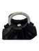 Judith Leiber Black & Silver Fabric Silver Hardware Metal Handle Gathered Bag Black & Silver / S