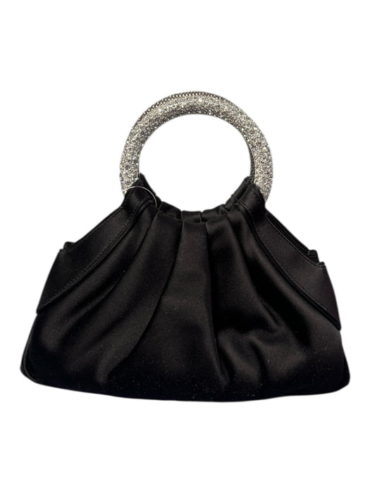 Judith Leiber Black & Silver Fabric Silver Hardware Metal Handle Gathered Bag Black & Silver / S
