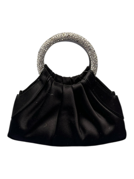 Judith Leiber Black & Silver Fabric Silver Hardware Metal Handle Gathered Bag Black & Silver / S