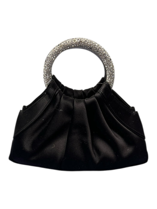 Judith Leiber Black & Silver Fabric Silver Hardware Metal Handle Gathered Bag Black & Silver / S