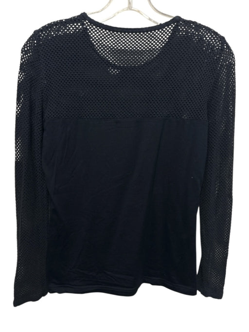 Akris Punto Size Est S Black Viscose Blend Mesh Detail Long Sleeve Top Black / Est S