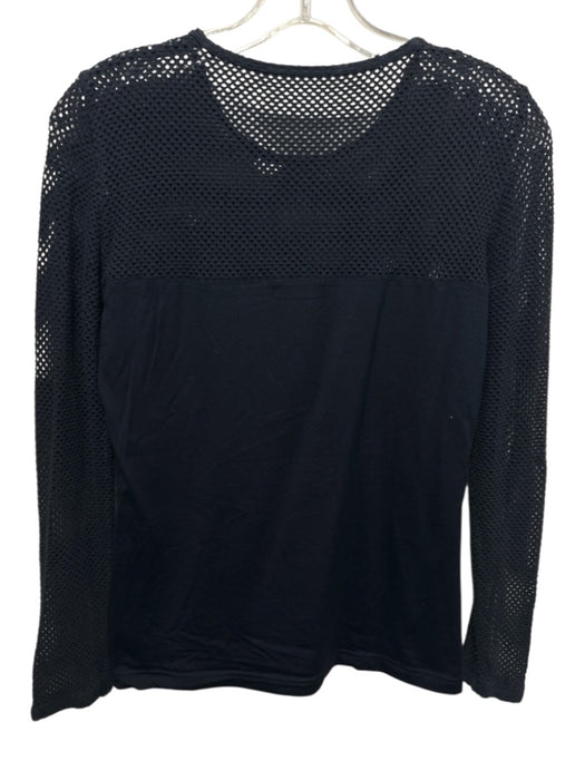 Akris Punto Size Est S Black Viscose Blend Mesh Detail Long Sleeve Top Black / Est S