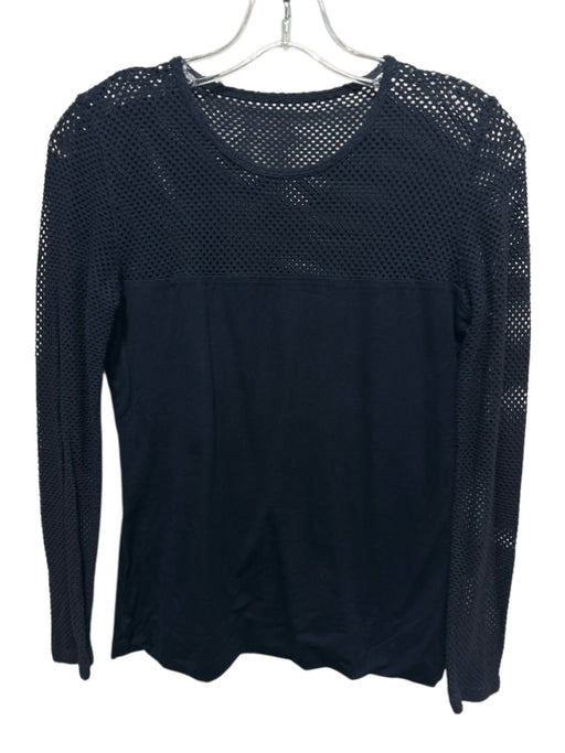 Akris Punto Size Est S Black Viscose Blend Mesh Detail Long Sleeve Top Black / Est S