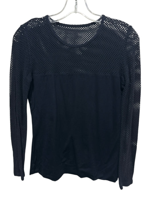 Akris Punto Size Est S Black Viscose Blend Mesh Detail Long Sleeve Top Black / Est S
