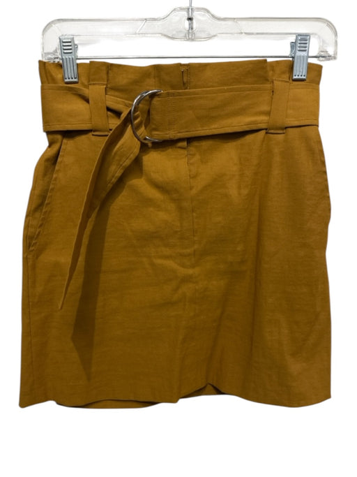 A.L.C. Size 0 Brown Linen & Viscose Belt Inc Zip Fly Pockets Knee length Skirt Brown / 0