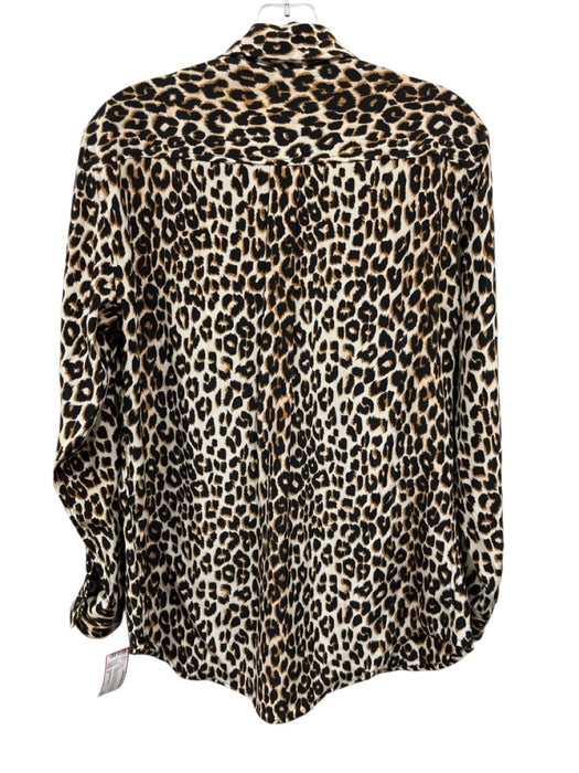 Equipment Femme Size S Beige, Black & Brown Silk Long Sleeve Leopard Top Beige, Black & Brown / S