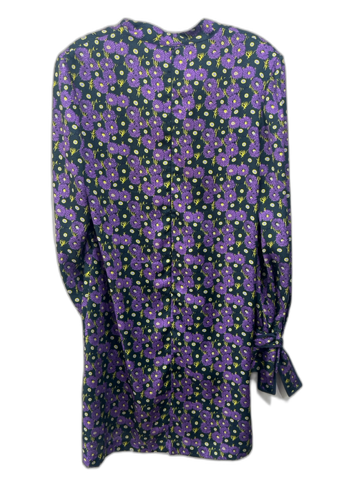 Lela Rose Size Est M Purple, Green & Yellow No Fabric Tag Satin Tie Neck Dress Purple, Green & Yellow / Est M