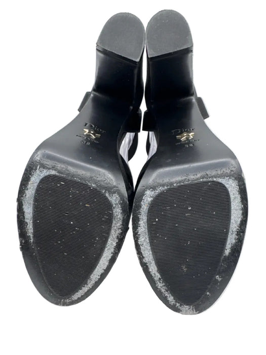Christian Dior Shoe Size 38 Black Satin Upper Ankle Strap Criss Cross Sandals