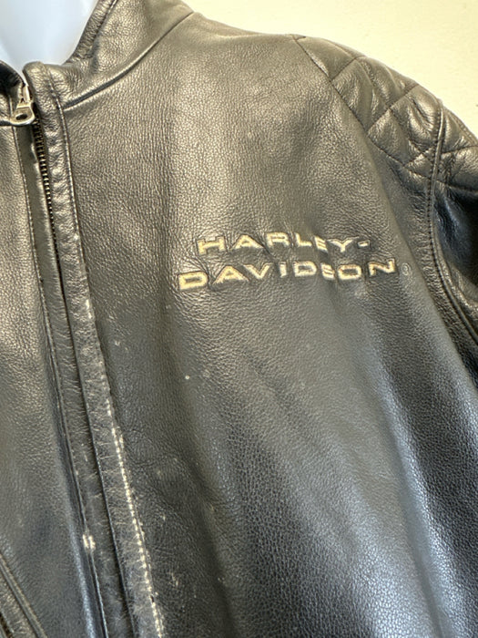 Harley Davidson Size L Black Leather Solid Moto Men's Jacket