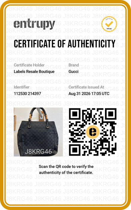 Gucci Black Canvas & Leather Guccissima Bamboo Detail rolled hem Bag