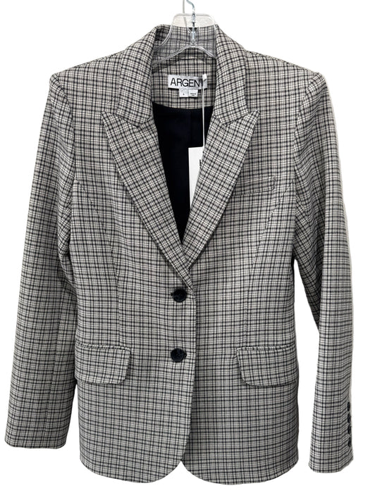 Argent Size 4 Black & White Viscose & Virgin Wool Blazer Wide Leg Pant Set