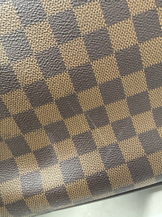 Louis Vuitton Brown & Beige Leather Damier Zip Pockets Men's Bag