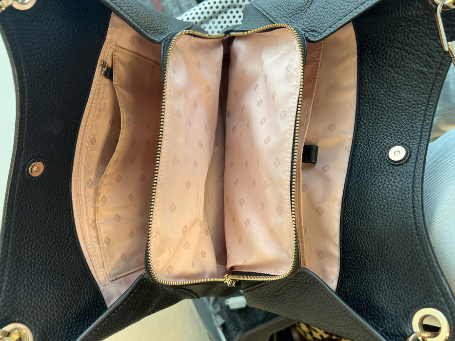 Kate Spade Black Leather Two Strap Gold Hardware Inner Pockets Bag