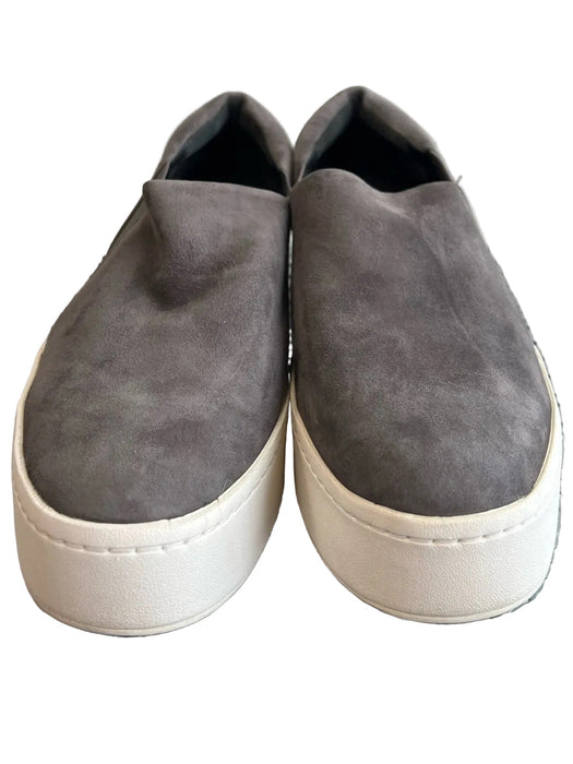 Vince Shoe Size 38 Gray Suede Almond Toe Slip On Flatform Shoes