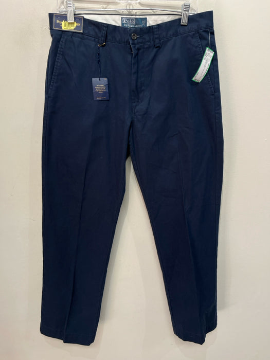 Polo Size 32 Navy Blue Cotton Solid Zip Fly Men's Pants