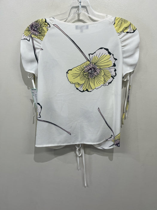 1. State Size XS White, Yellow & Black Polyester Floral Short Sleeve Skirt Set