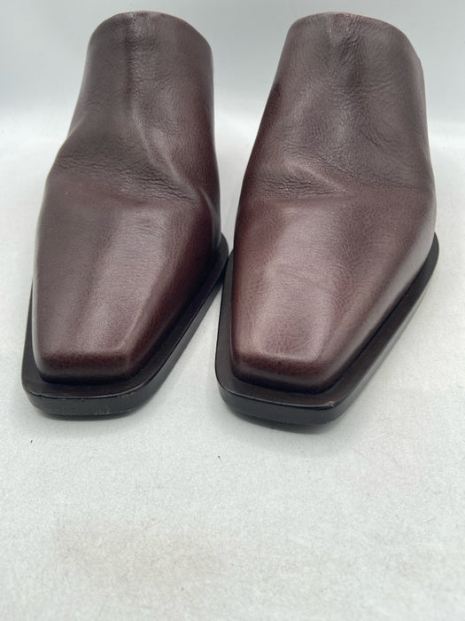 Brunello Cucinelli Shoe Size 38.5 Chocolate Brown & Gunmetal Leather Mules