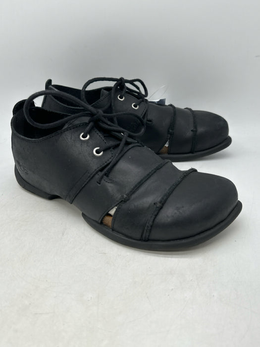 John Fluevog Shoe Size 8 Black Leather Solid Sandal Lace Up Men's Shoes