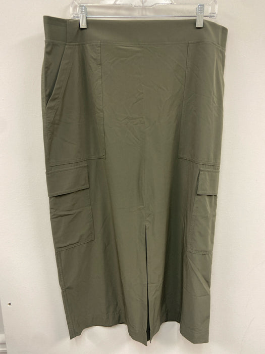 Athleta Size 16 Army Fatigue Green Elastic Waist Cargo Pockets Front Slit Skirt