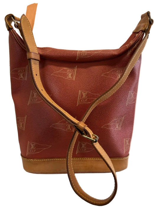 Louis Vuitton Red & Tan Leather Coated Canvas Monogram Shoulder Bag Bag