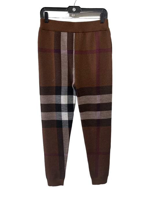 Burberry Size 14Y Brown Wool Plaid Elastic Waist Knit Tapered Pants Brown / 14Y