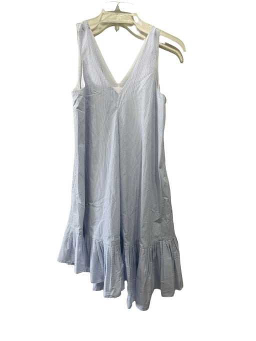 Prose & Poetry Size XS White & Blue Cotton & Lycra V Neck & Back Pinstripe Dress White & Blue / XS