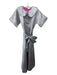 Buru Size XS Silver Polyester Shimmer Collared Button Up Short Sleeve Maxi Dress Silver / XS