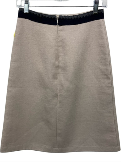 Prada Size 38 Beige & Navy Virgin Wool Waist Detail Back Zip Panelled Skirt Beige & Navy / 38
