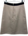 Prada Size 38 Beige & Navy Virgin Wool Waist Detail Back Zip Panelled Skirt Beige & Navy / 38