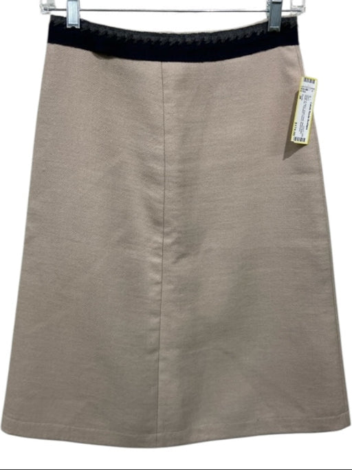 Prada Size 38 Beige & Navy Virgin Wool Waist Detail Back Zip Panelled Skirt Beige & Navy / 38
